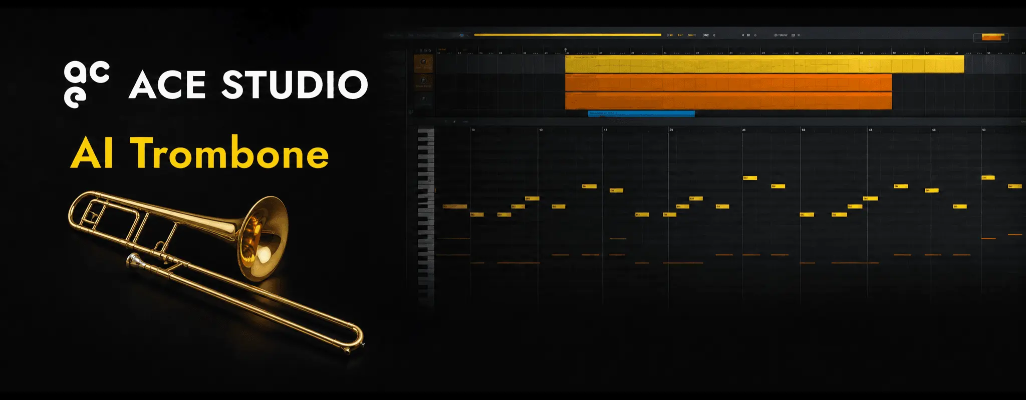 Interpretación del generador de trombón con IA generado a partir de MIDI en ACE Studio.