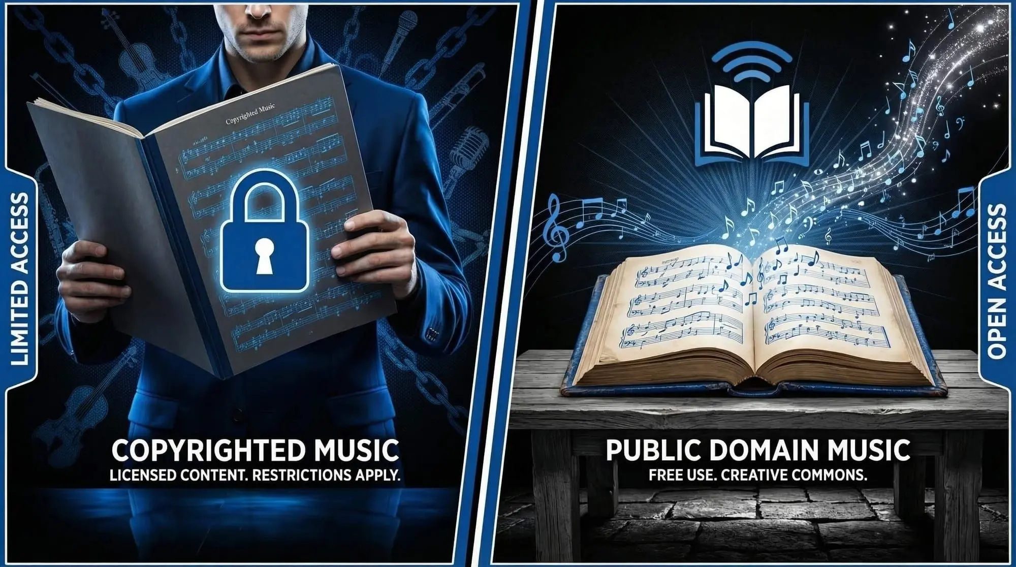 Copyright vs. Public Domain illustration